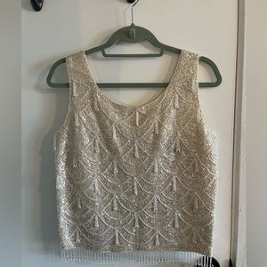 Vintage Beaded top with a zip back
